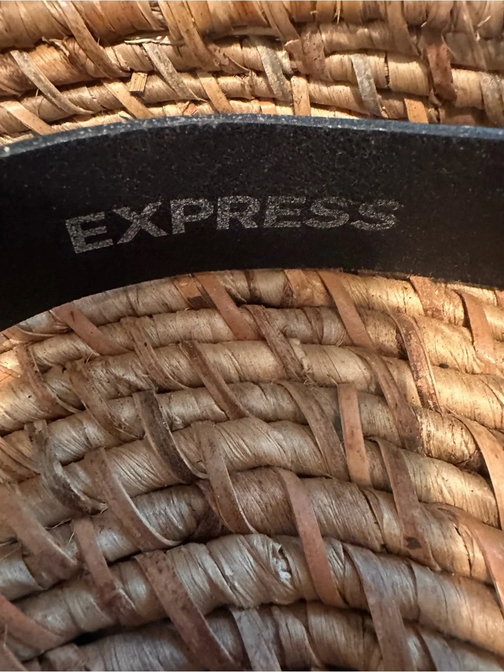 Express Black Leather Women's Belt with Double Silver Rings Size S
